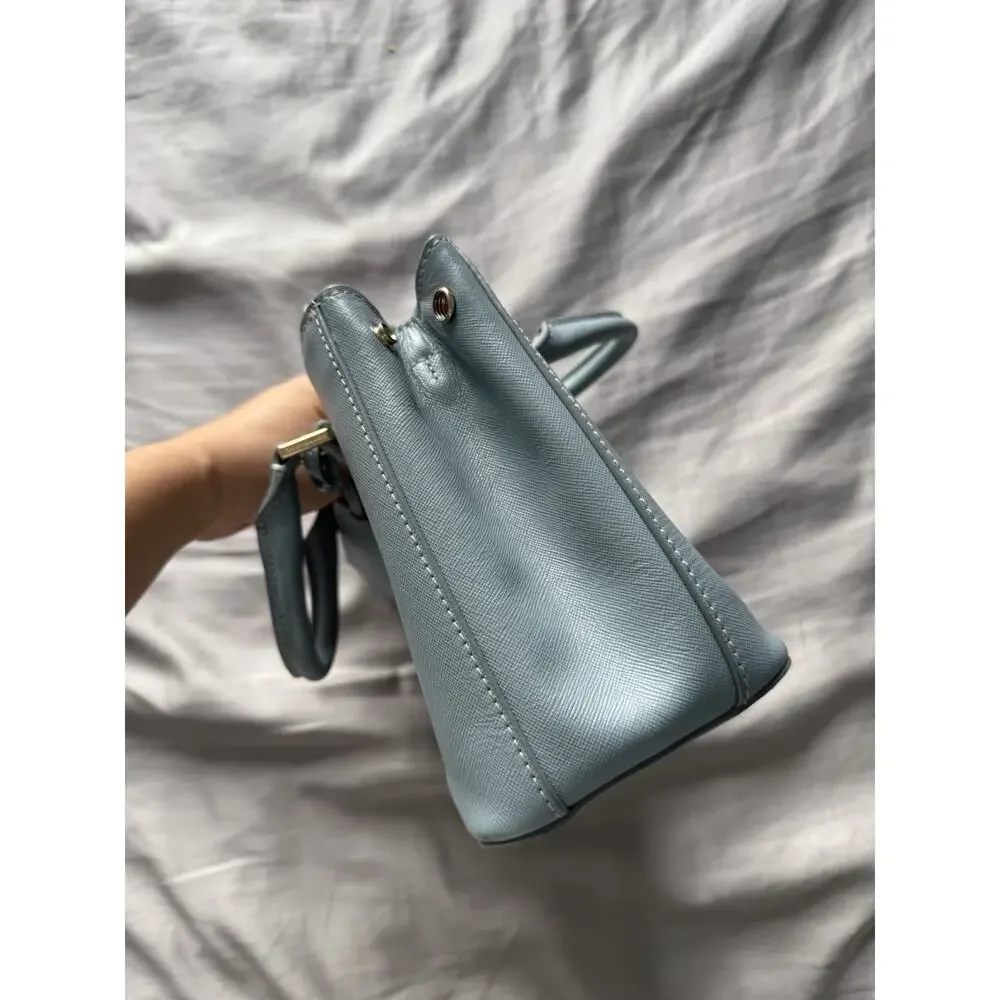 Tory Burch Robinson Double Zip Tote Crossbody Blue Saffiano Leather $495 Dustbag